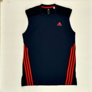 Adidas Climacool Workout Sleeveles Top Activewear Sz M Deep Charcoal / Red Blaze